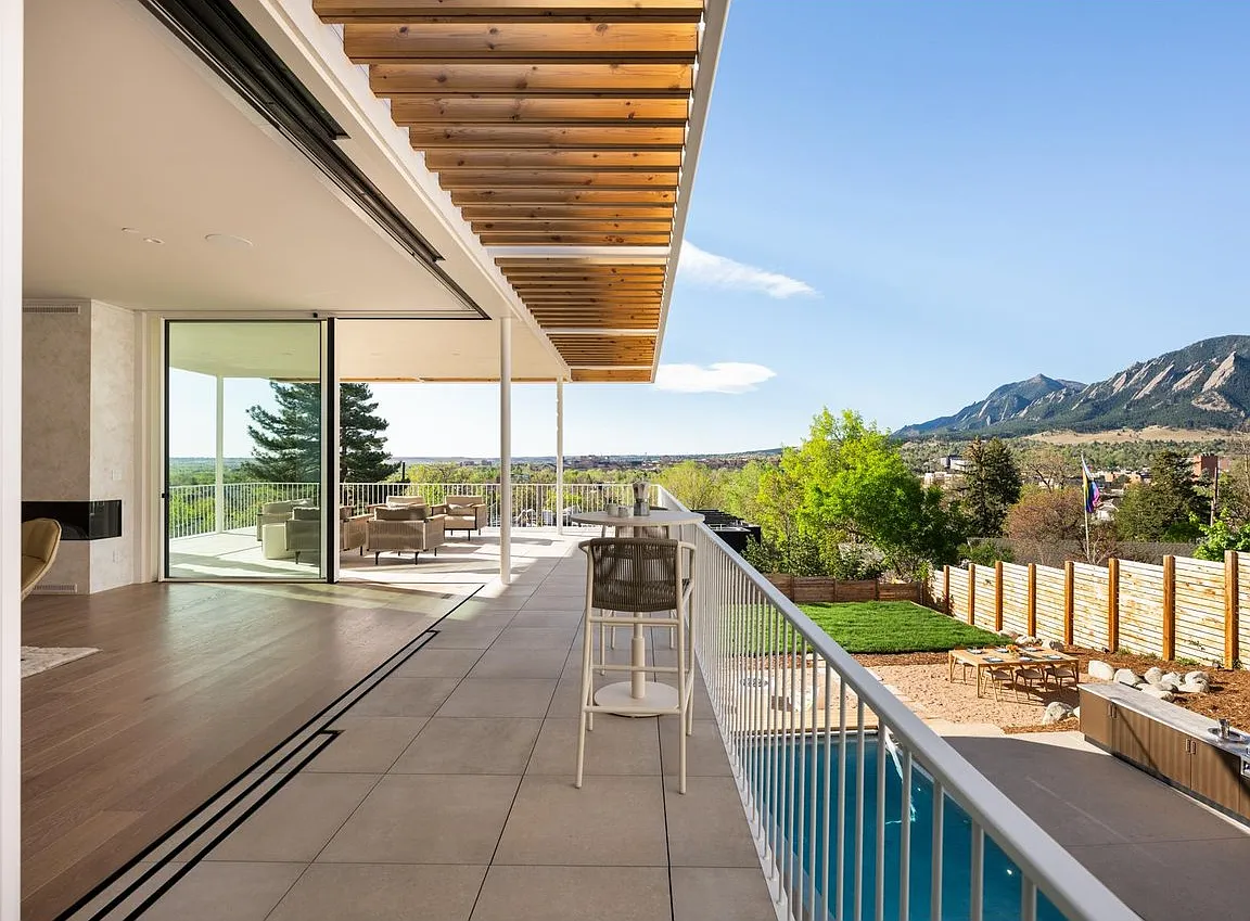 The upper deck at 1750 Sunset Blvd looking out toward the Flatirons